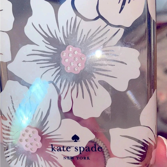 Kate Spade  Phone Case for 6-8 Floral -Hollyhock Cream/Blush/Crystal Gems/Clear - Picture 8 of 9